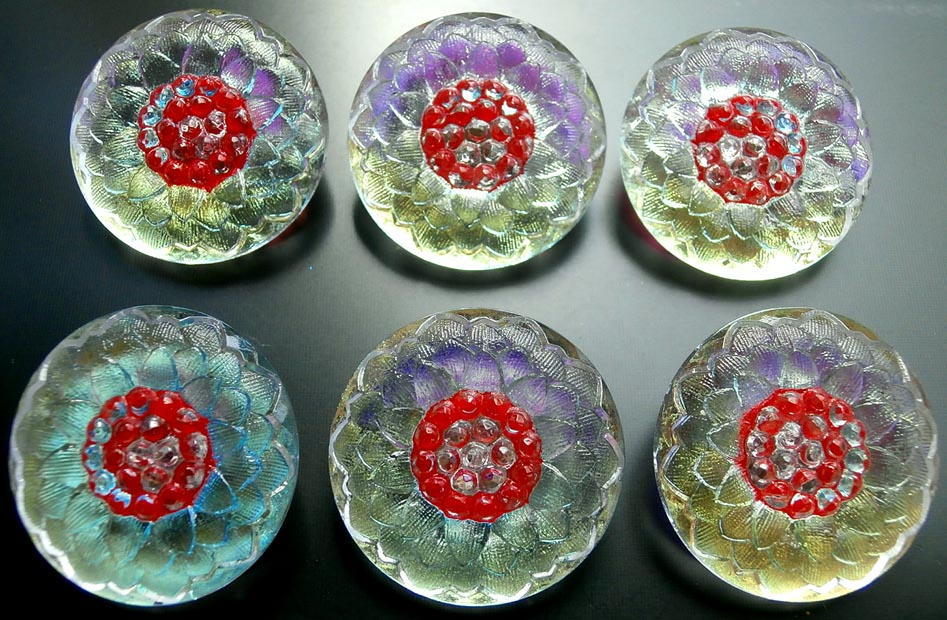 3 Czech PINK Glass Buttons #B108-27 mm or 1/" LIZARD